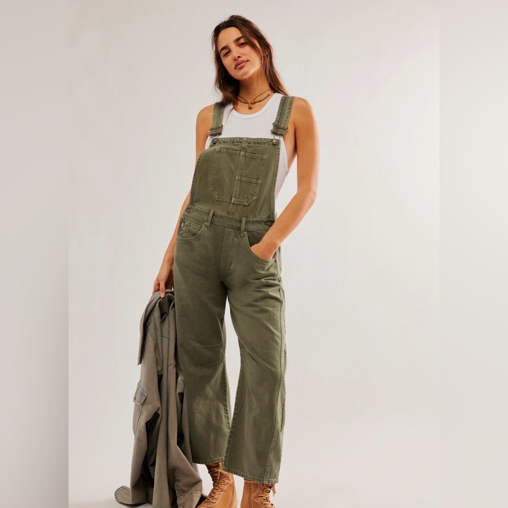 We The Free Sage Green Women's Denim Overalls